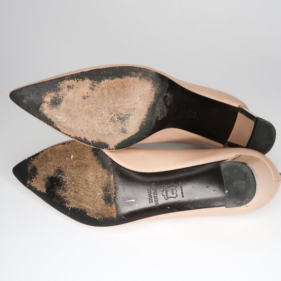 Stuart Weitzman Womens Heels Size 8 Pink Pointy Toe Leather Office‎ Classic 90s - Picture 8 of 9